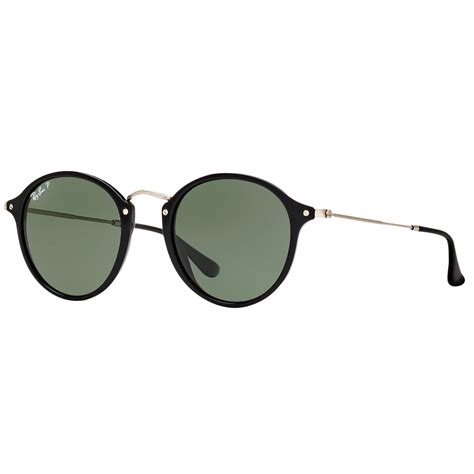 ray-ban rb2447 polarised round fleck sunglasses black dark green